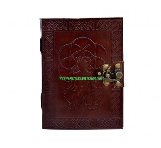 Buddha Embossed Book of Shadows Genuine Vintage Leather Journal Diary Notebook Celtic Organizer Daily Planner Handbook with Brass 